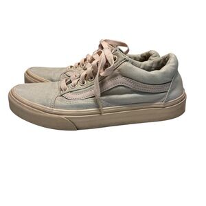 Vans Mono Canvas Old Skool Peach Blush Pink Grey Sneakers, size 8.5